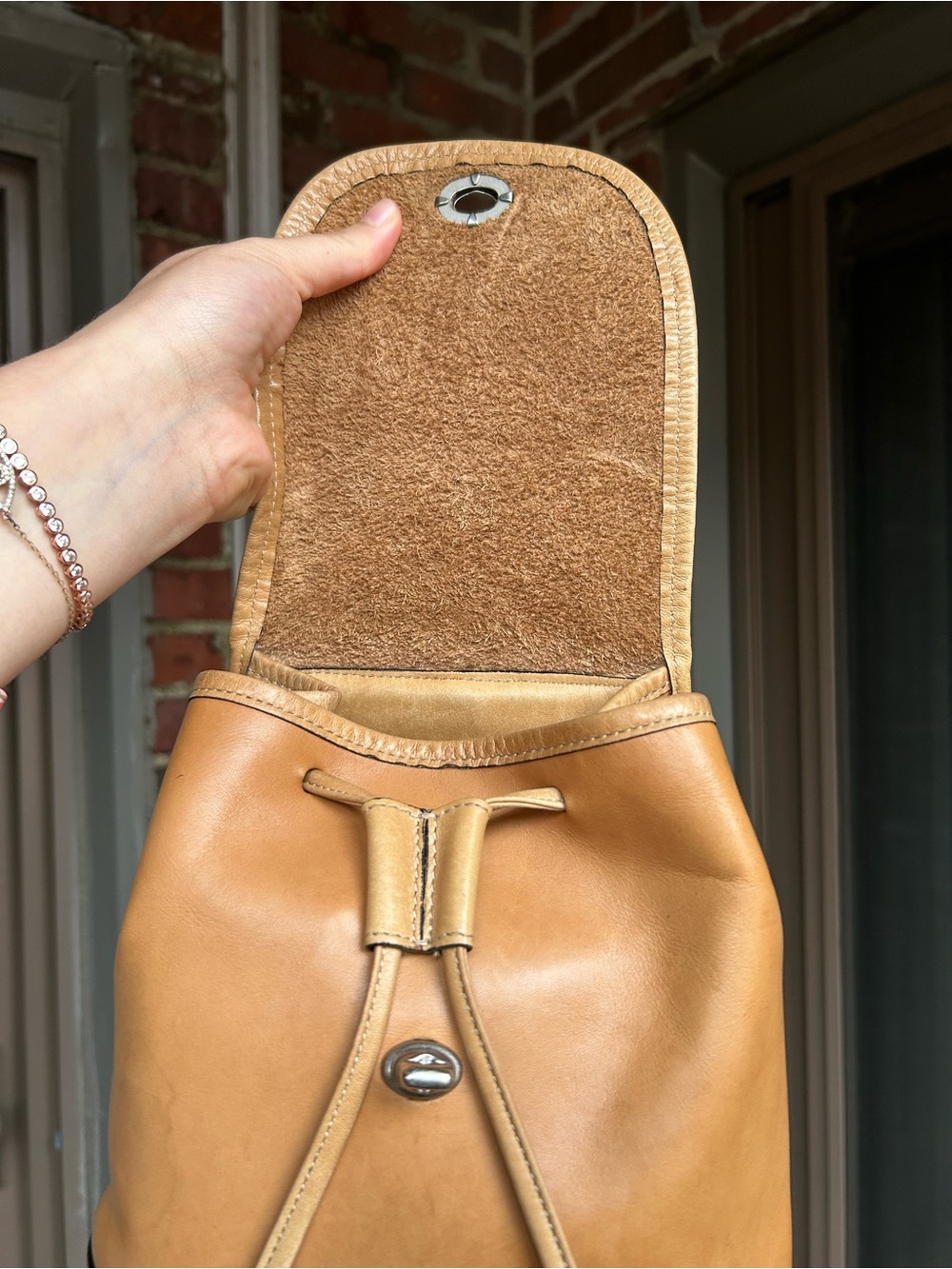 Vintage coach daypack 9960 tan burnished leather backpack yellow orange fall y2k - Picture 10 of 14